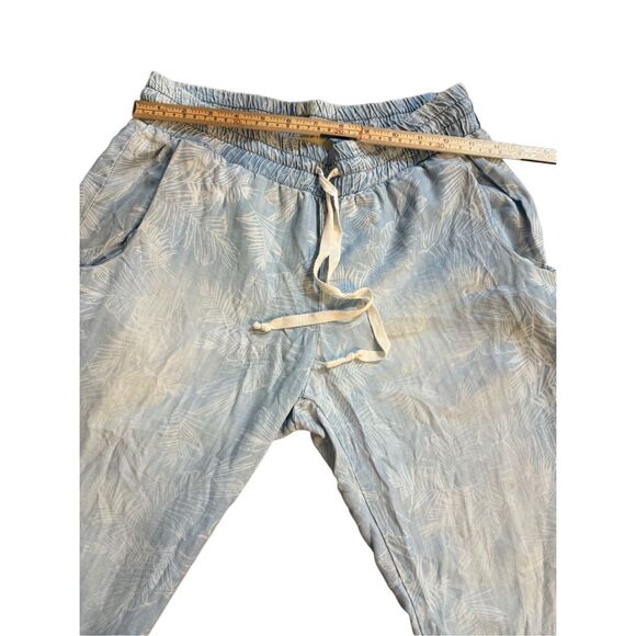 Anthropologie Cloth & Stone Denim Drawstring Lightweight Joggers Tropical Leaf P - Picture 5 of 10